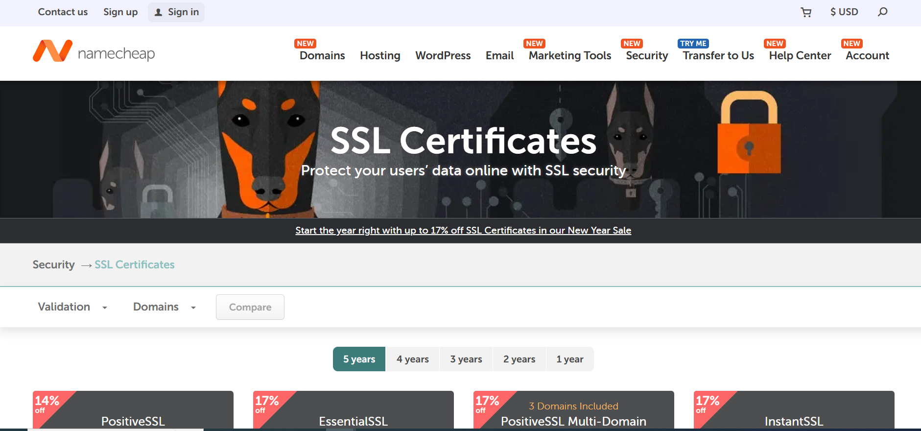 Namecheap SSL Home Page