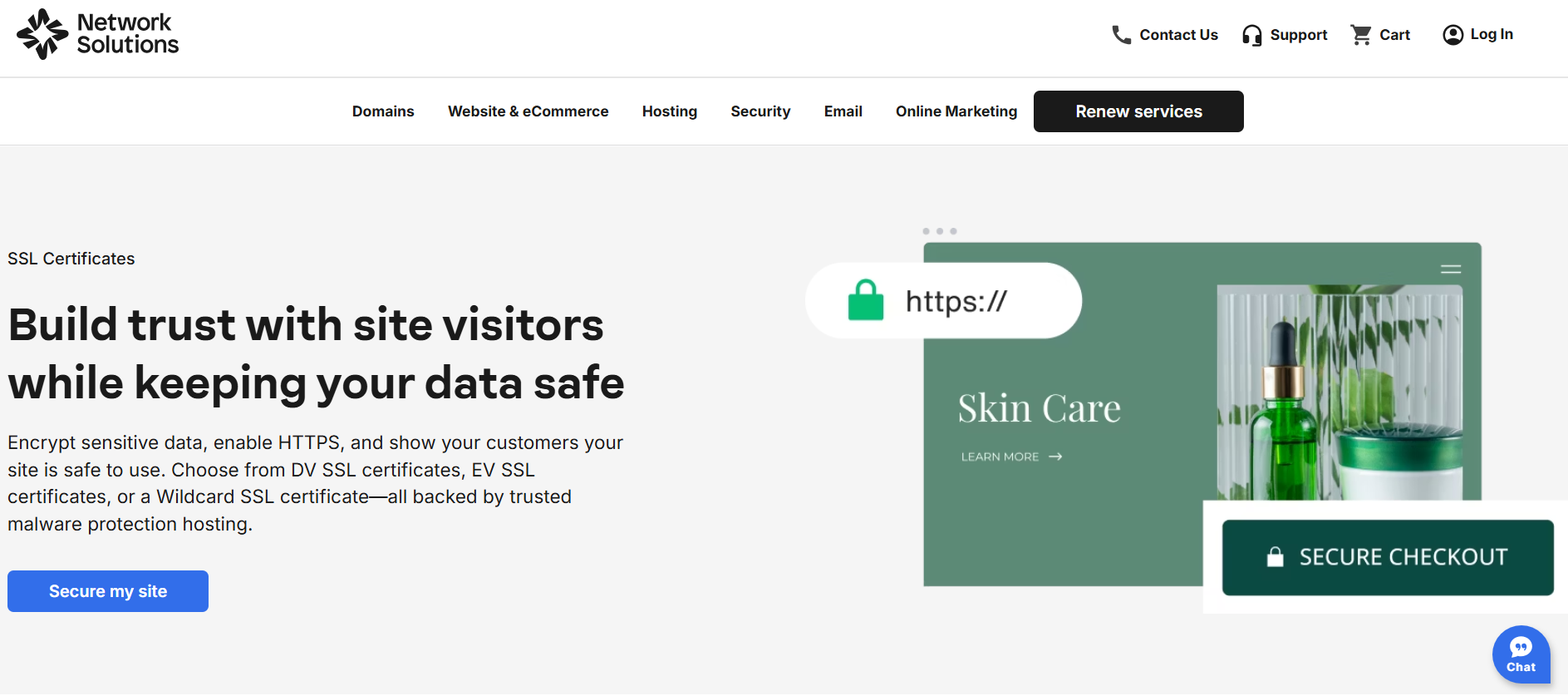 Network Solutions ssl home page