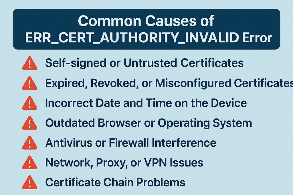 Common Causes of ERR_CERT_AUTHORITY_INVALID Error 