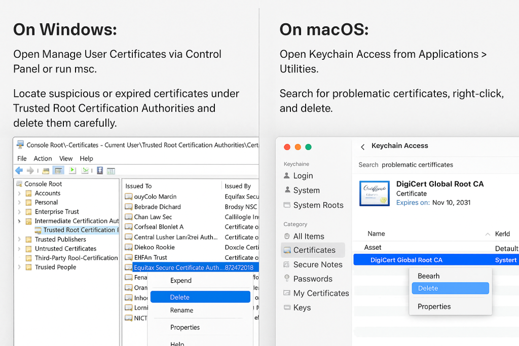 Remove Problematic Certificates from Browser or OS