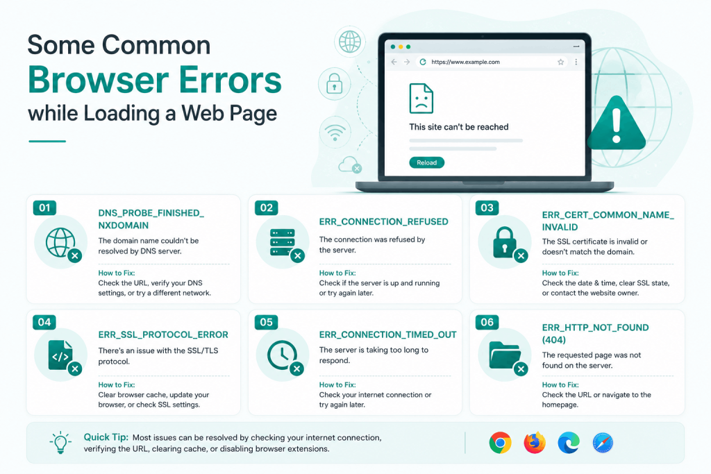 Some Common Browser Errors while Loading a Web Page
