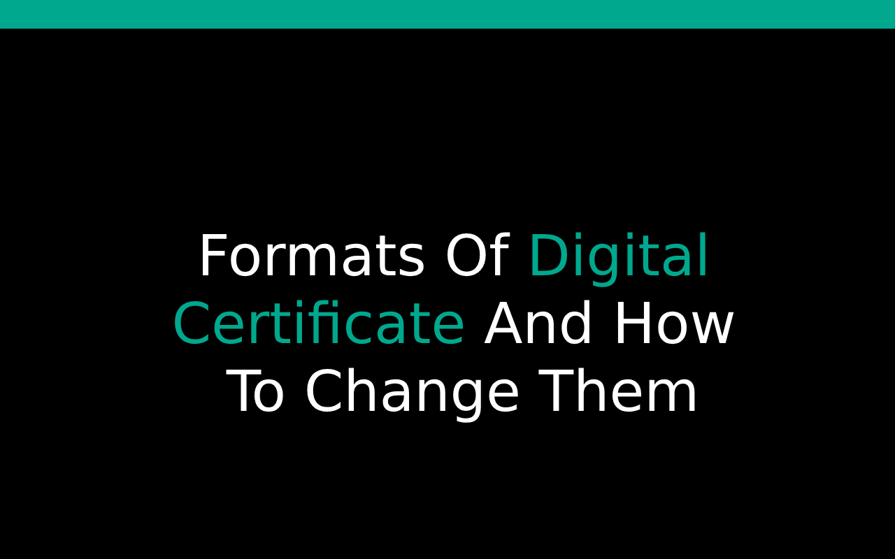 Digital Certificate Formats SSL Certificate Format Explained