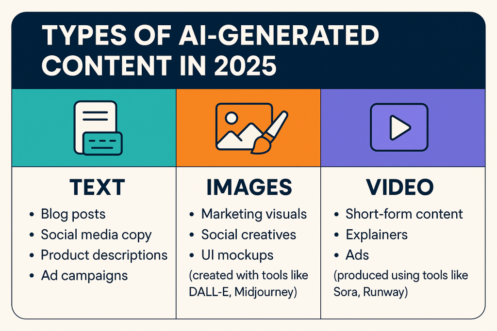 AI-Generated Content (Text, Image, Video)