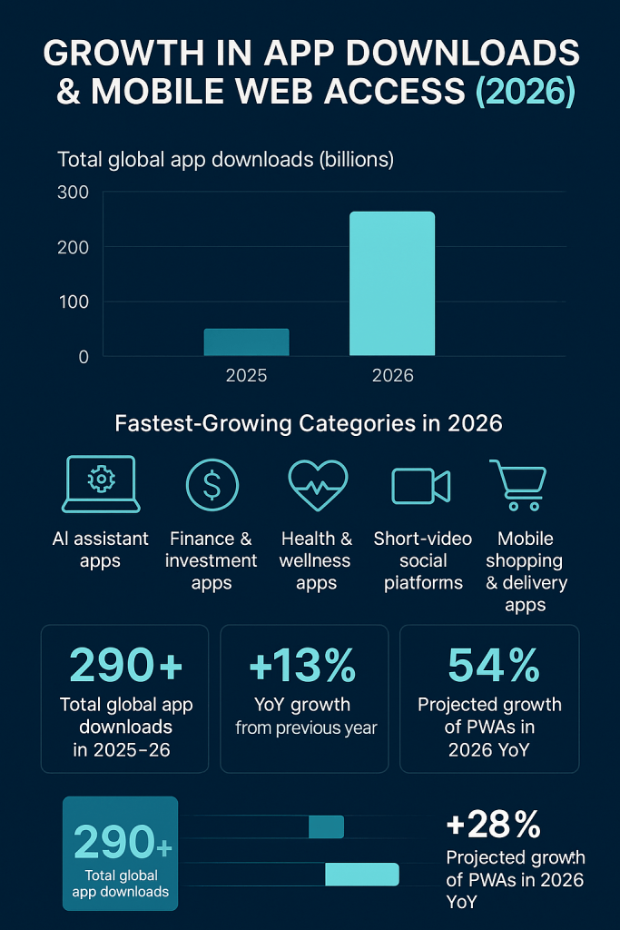 Growth in App Downloads & Mobile Web Access