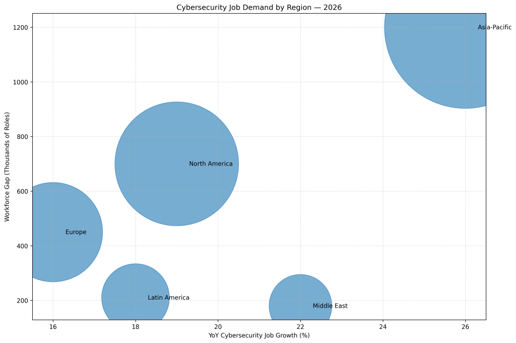 Cybersecurity Job Demand by Region in 2026