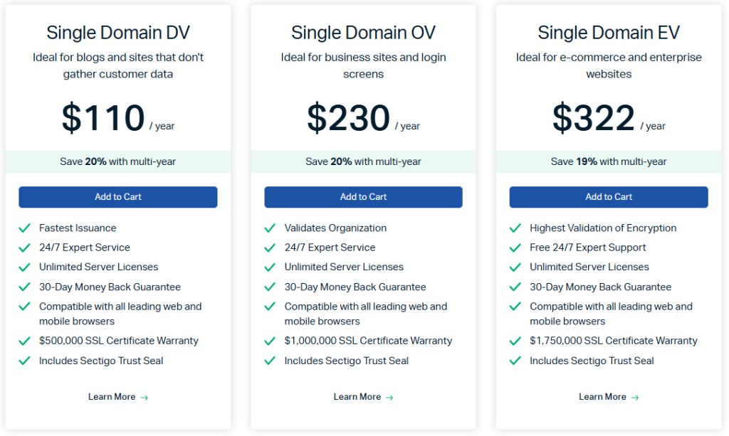 Comodo SSL Pricing
