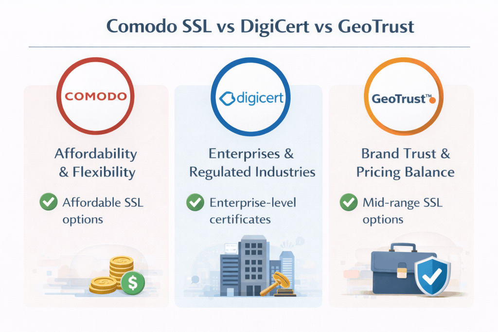 Comodo SSL vs DigiCert vs GeoTrust