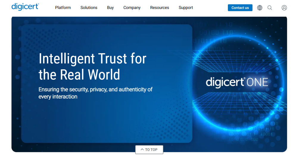 Digicert SSL Home Page