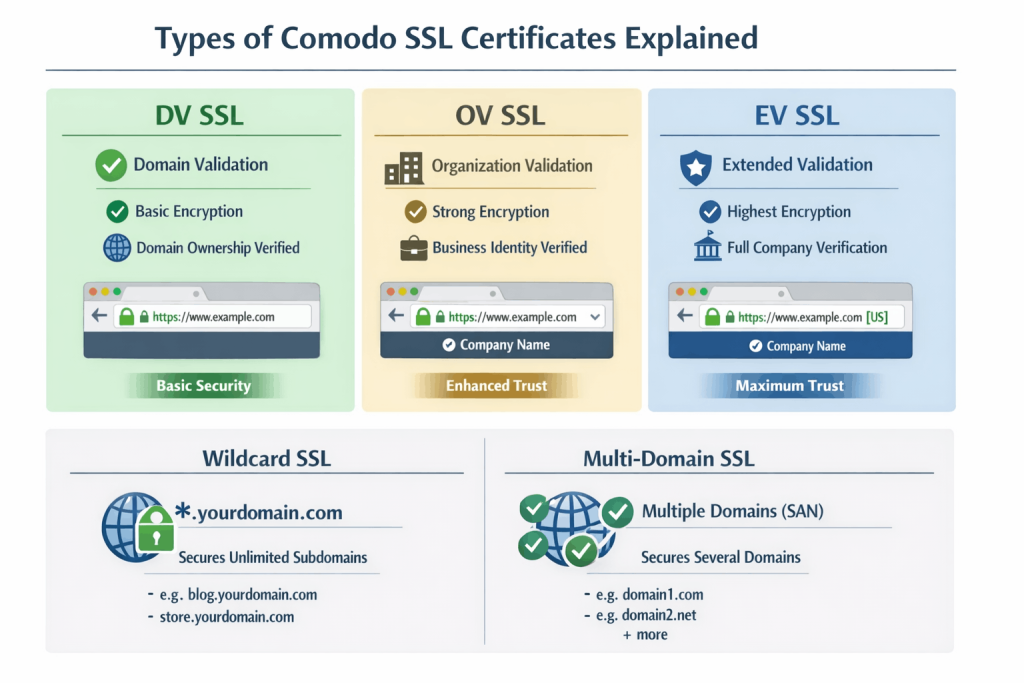 Types of Comodo SSL Certificates Explained