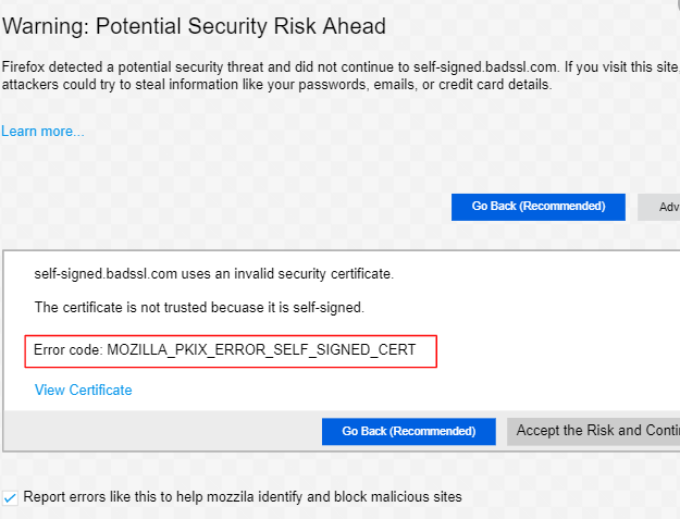 How to Fix MOZILLA_PKIX_ERROR_SELF_SIGNED_CERT?
